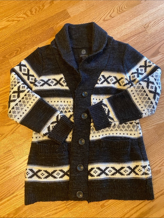 Sansara Sweaters - Sansara Black / Cream Knit Button Up Cardigan Jacket Size L